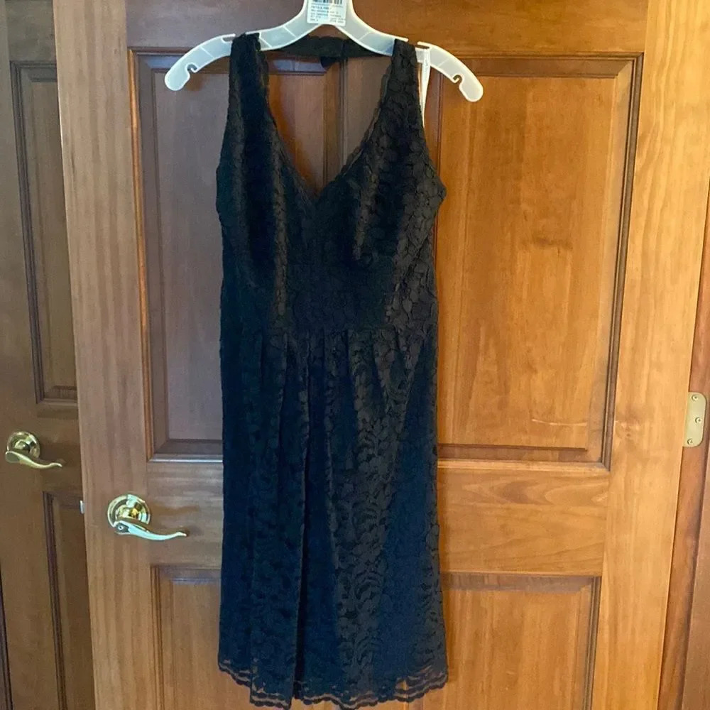 David Bridal black lace halter dress.  Worn once